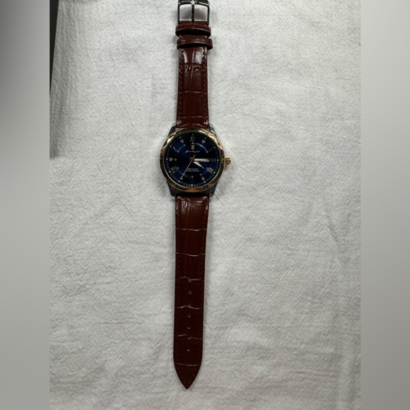 Blue Quartz Watch for Men Leather Band Waterproof Luminous Date Week NEW - Picture 5 of 11